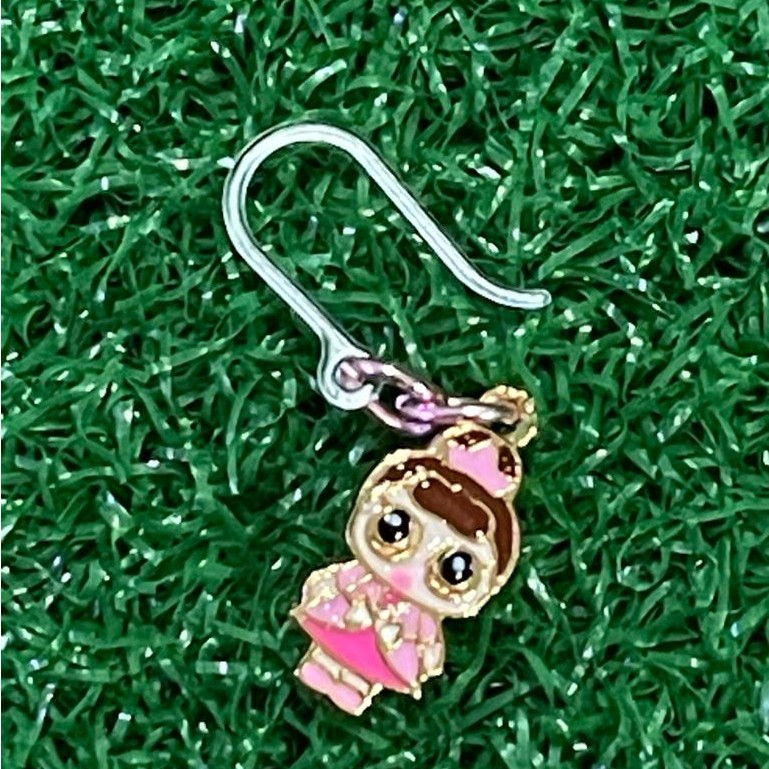 Anting Anak mini boneka LOL in Pink Dress Costume dengan kait plastik