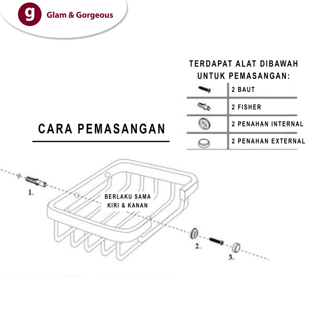 Rak Gantung Tunggal Tempat Sabun Batang Dinding Kamar Mandi Alumunium AD685