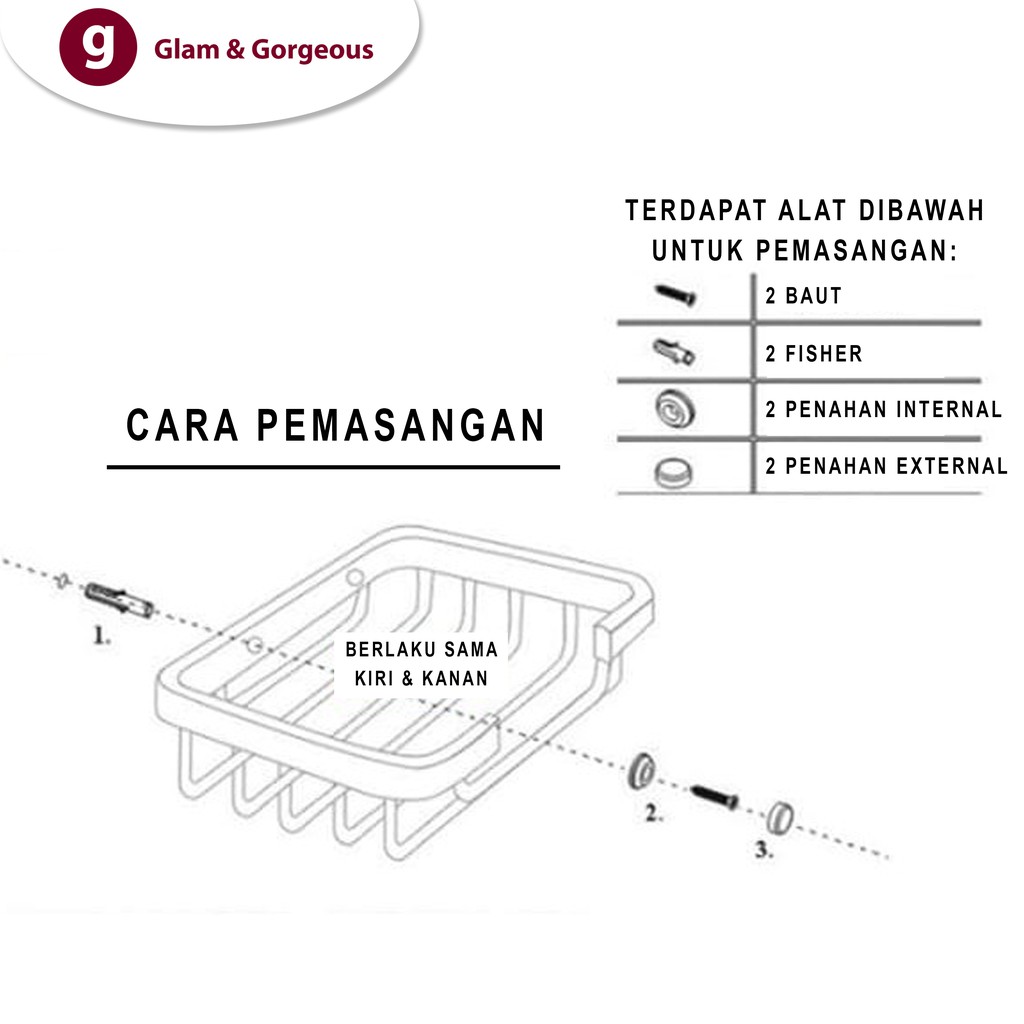 Rak Gantung Tunggal Tempat Sabun Batang Dinding Kamar Mandi Alumunium AD685