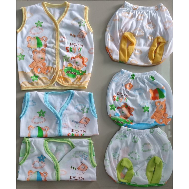 6 PC SETELAN YUKENSI CELANA KACAMATA PUTIH Pola Grosir Baju Bayi Halus kutung buntung