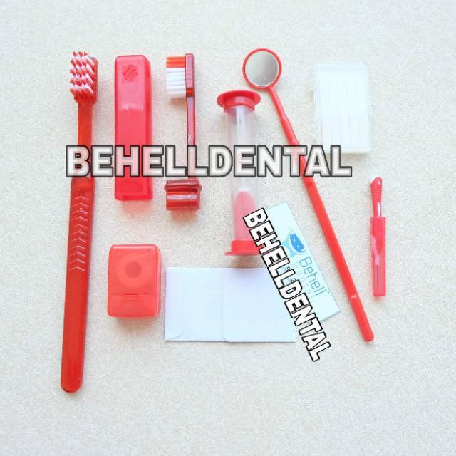 ORI PAKET DENTAL KIT ISI 7 / SET SIKAT BEHEL / ORTHO SET PEMBERSIH GIGI BEHEL / TIDAK . MERAH