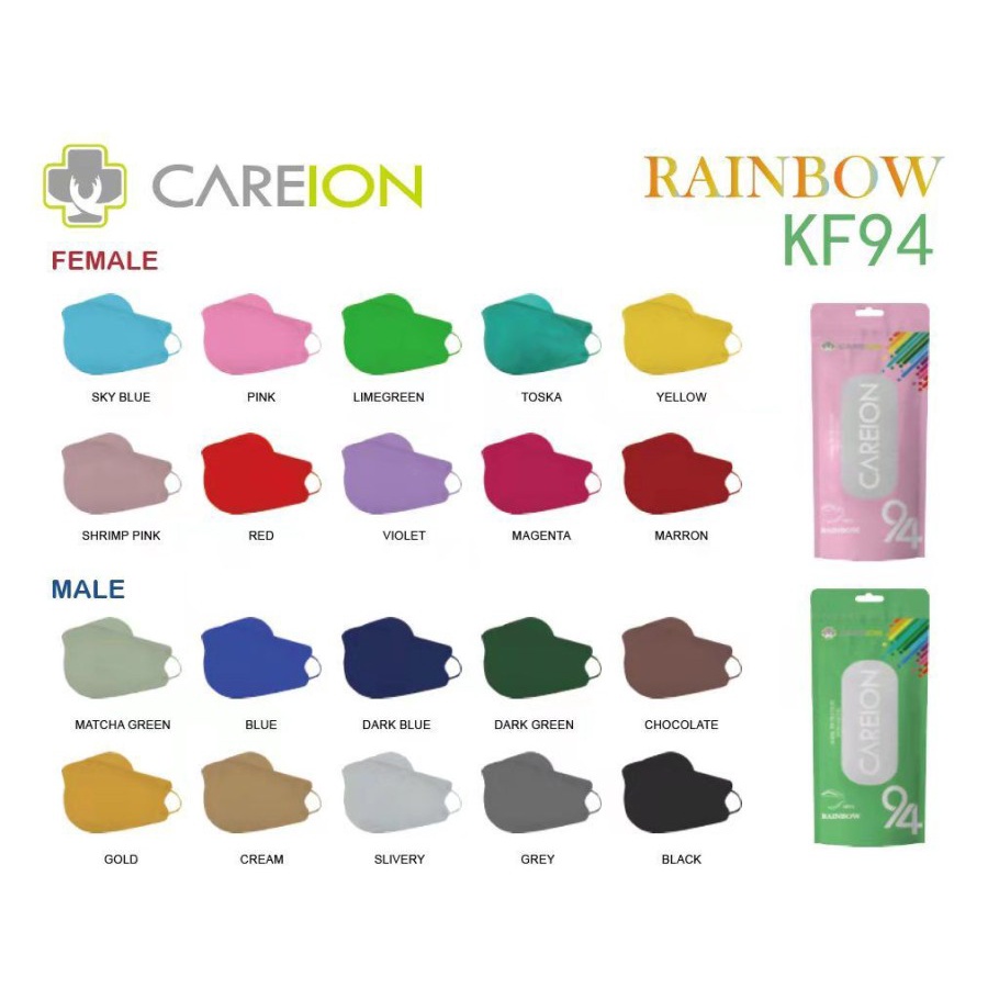 masker kf94 rainbow masker model korea masker kf94 CAREION - isi 10pcs