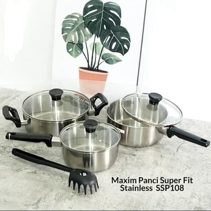 PANCI MAXIM SUPER FIT STAINLESS SSP108 3 Set Panci Set Cookware Sate