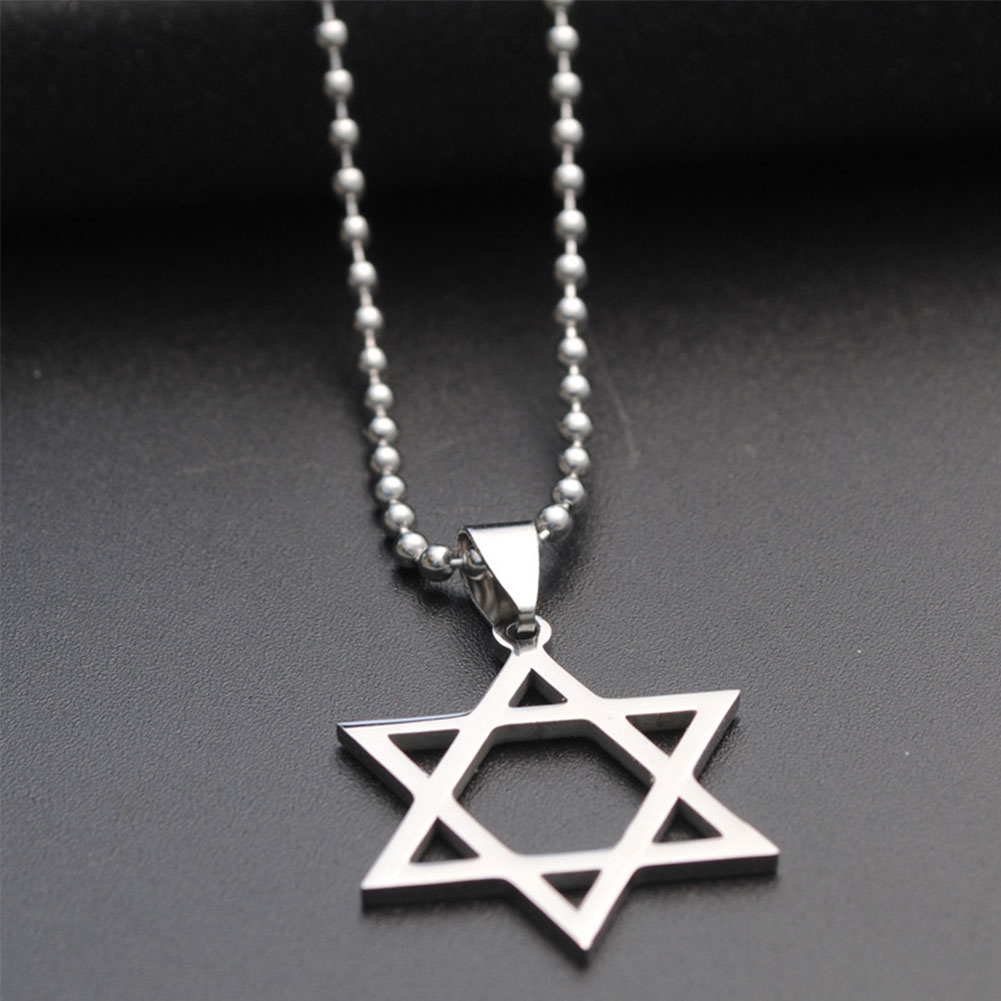 Hu Hu Hu Hu Hu Alat Bantu Pasang Kacamata♡ Kalung Rantai Liontin Hexagram Bahan Stainless Steel Untuk Unisex