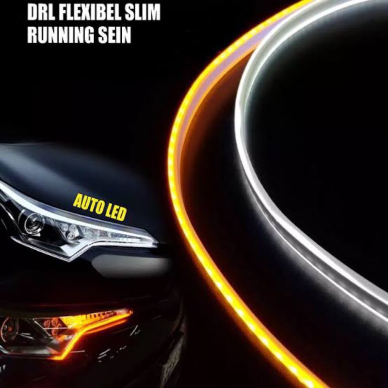 LED DRL ALIS WELCOME LIGHT 12VOLT (PUTIH - KUNING) 60cm