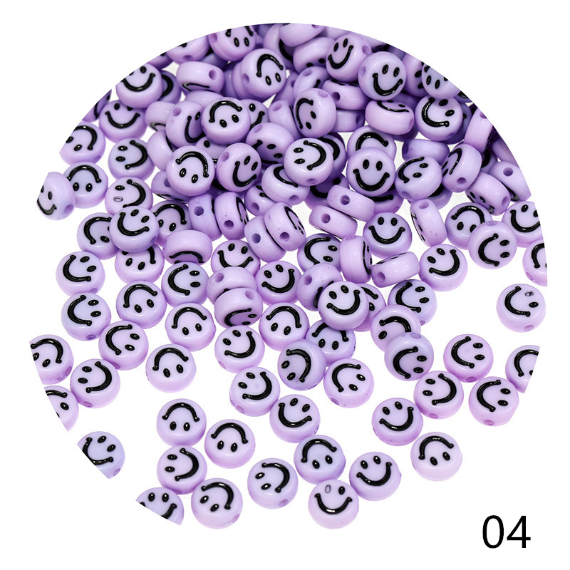 100pcs / Lot Manik-Manik Spacer Desain Smile Bahan Akrilik Ukuran 4mm X 7mm