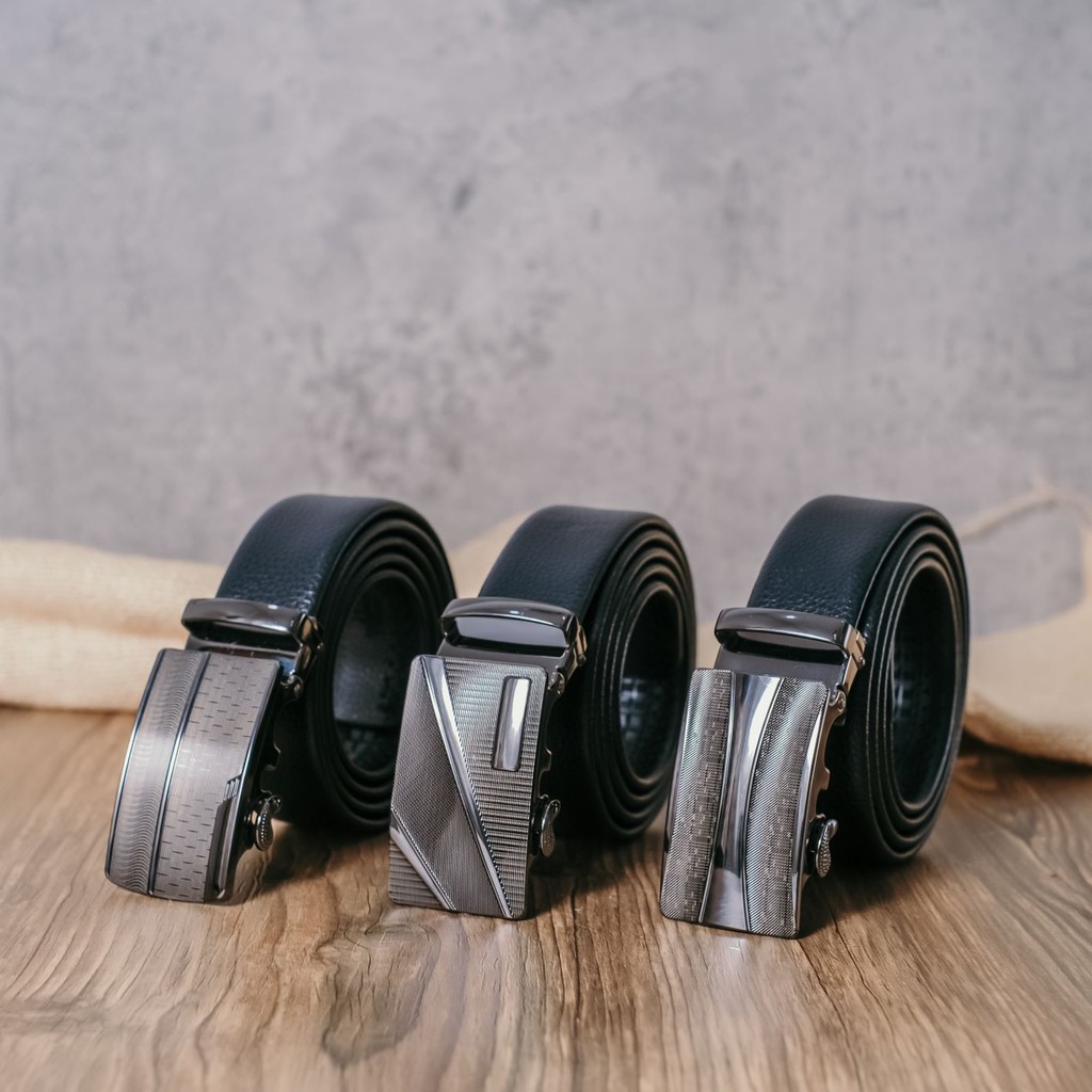 Ikat Pinggang / Gesper Pria Cowok Laki Kulit Asli Kepala Rel Import - Code : MCY 17