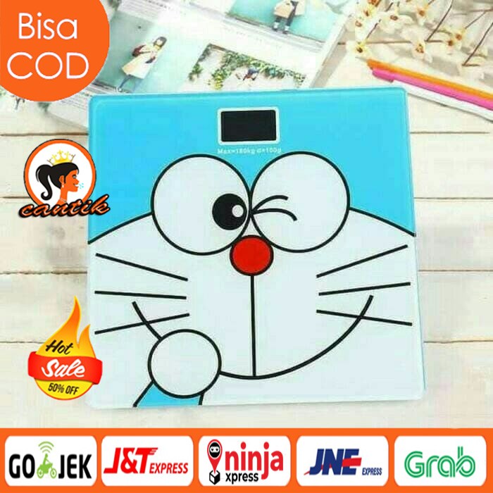 TIMBANGAN BADAN DIGITAL 180 KG MOTIF DORAEMON &amp; HELLOKITTY