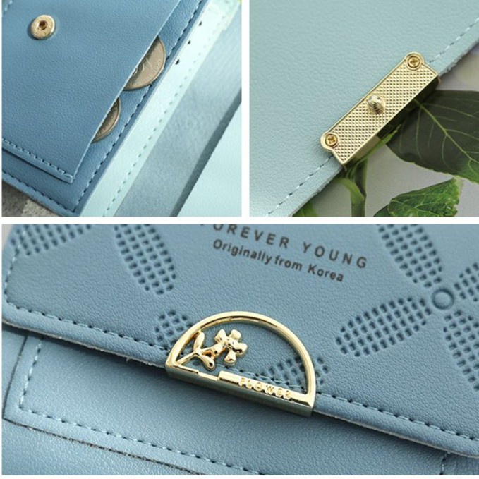 FY Dompet Wanita Motif Bunga Ala Korea Real Pict Dompet Lipat Mini Import