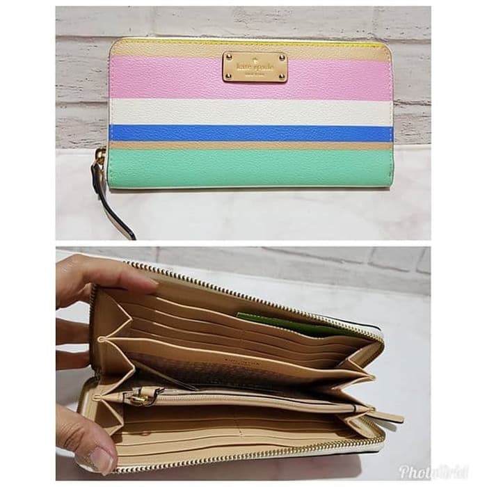 dompet Kate Spade Neda Wallet Classic Stripe pink multi original