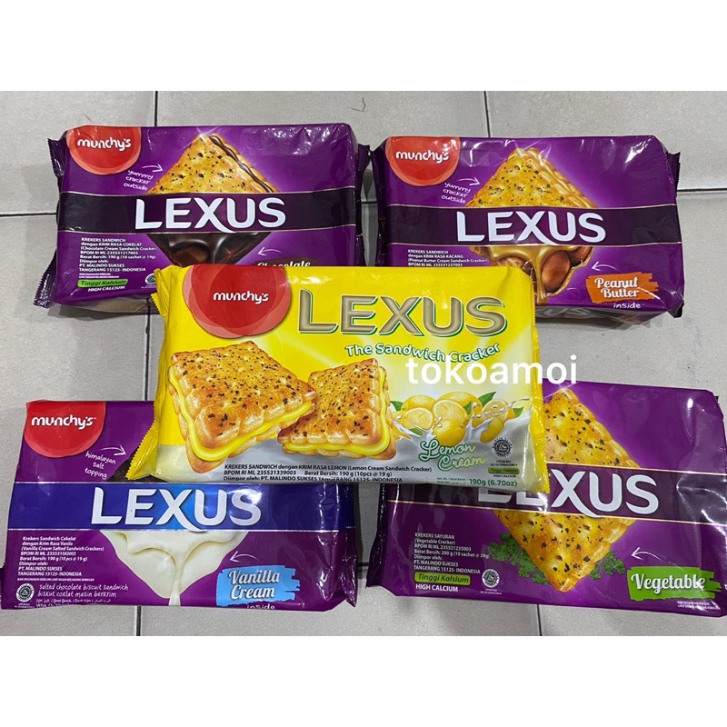 

LEXUS biskuit / sandwich cracker / Munchys Cracker / Lemon / Chocolate / Vanila / Peanut / Vegetable