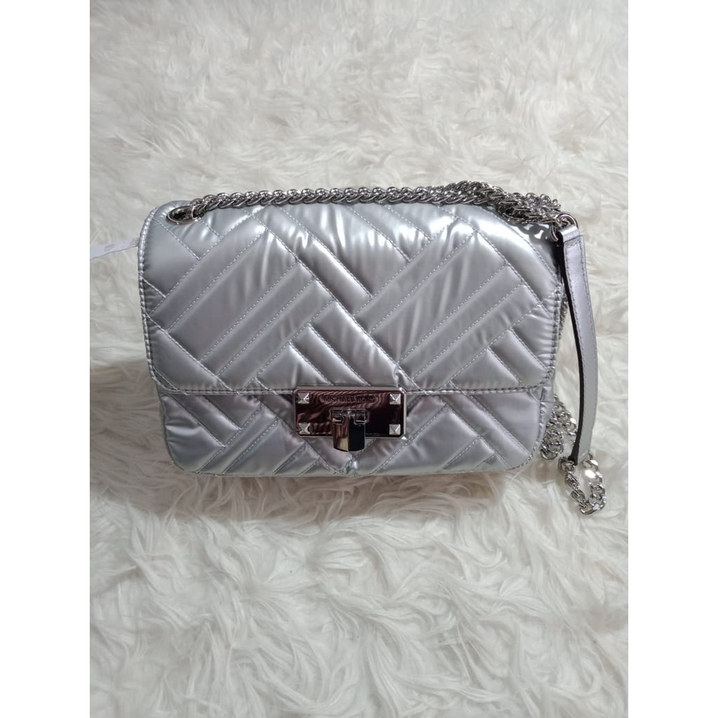 Michael Kors Peyton Medium Shoulder Flap Silver
