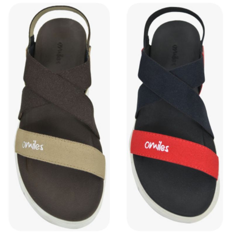 100 % SANDAL OMILES - ALIFAH - BROWN BEIGE/BLACK RED