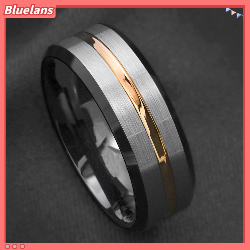 Cincin Bahan Titanium Steel Motif Garis Untuk Pria