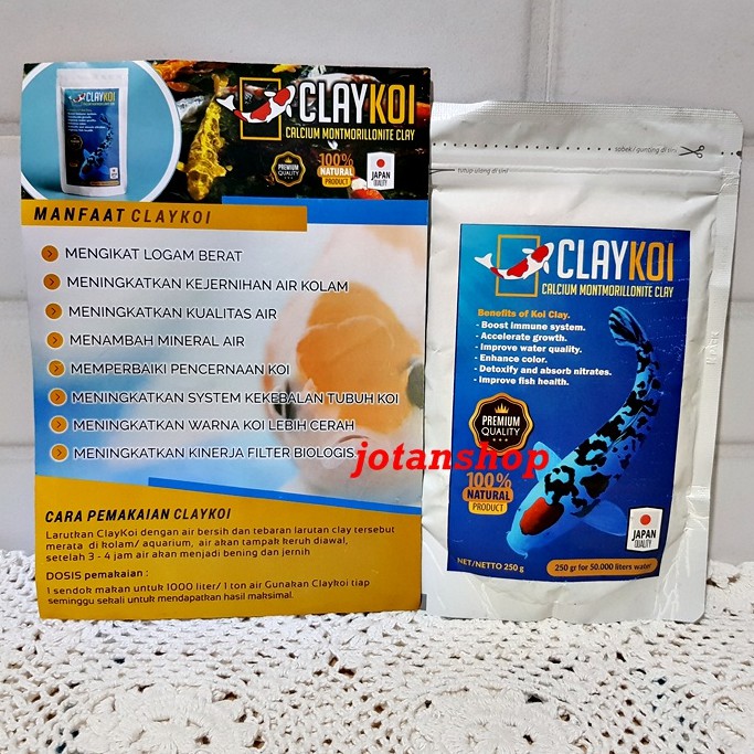 Clay Koi claykoi Calcium Montmorillonite mineral Penjernih Air Kolam Ikan Koi Aquarium 250gr