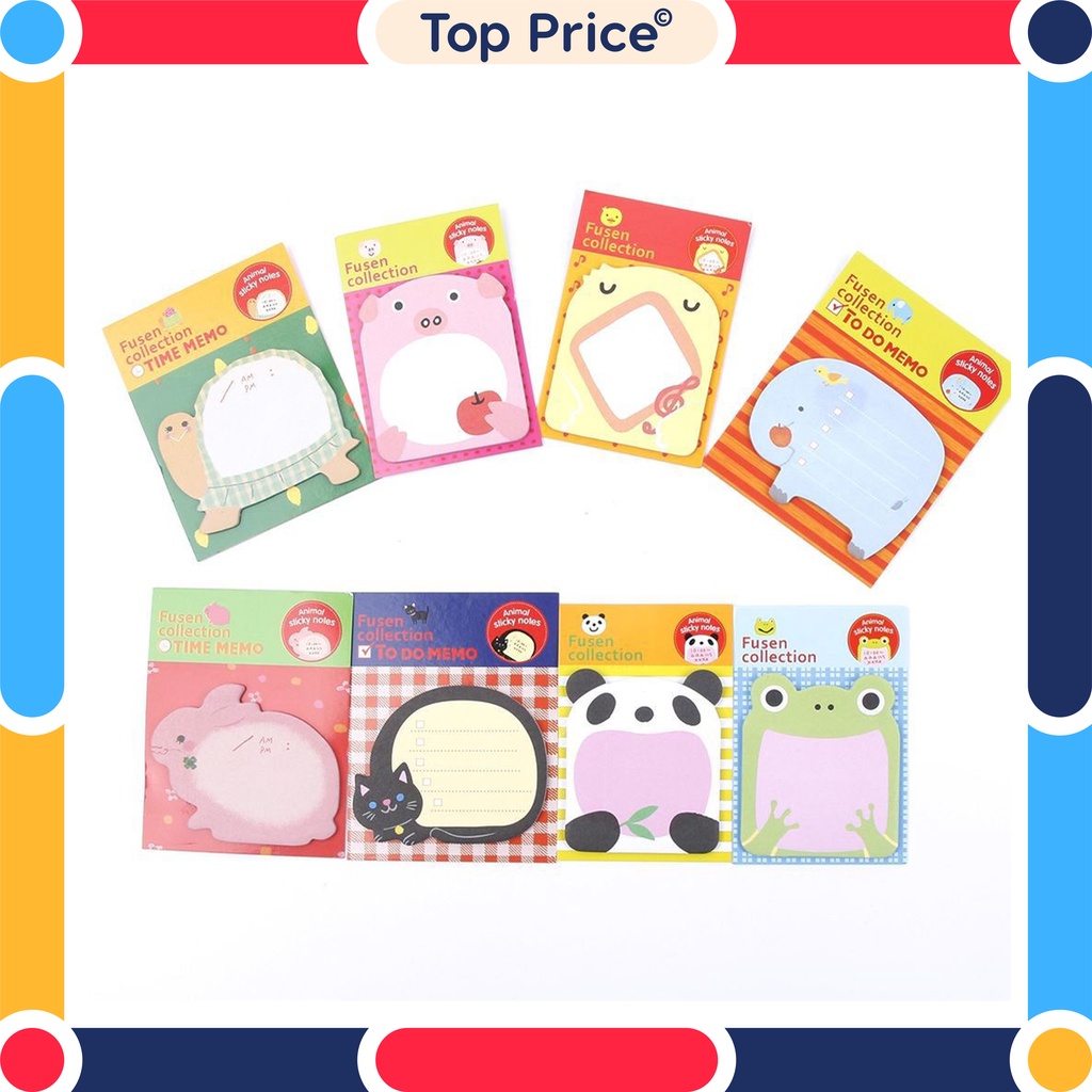 Topprice Memo Motif Binatang Sticky Notes Memo Karakter Animal Tempelan Kertas Catatan U60