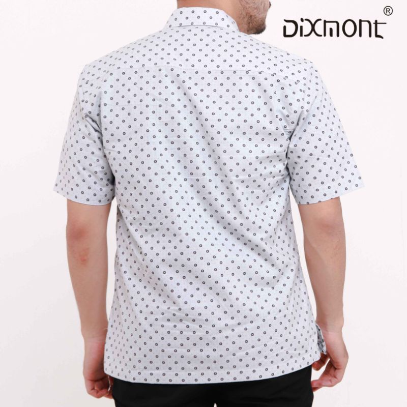 Dixmont Kemeja Pria Basic Formal Motif Lengan Pendek Hem MS01421