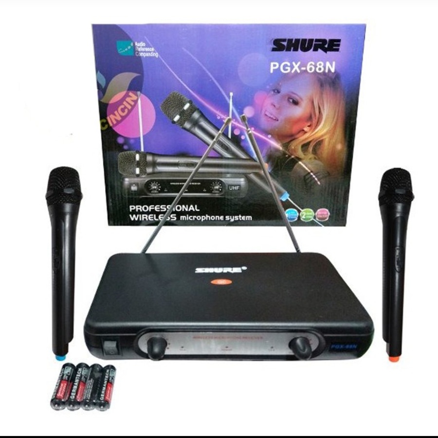 MIC WIRELESS SHURE PGX -68 N MIC HANDHELD NEW-HITAM