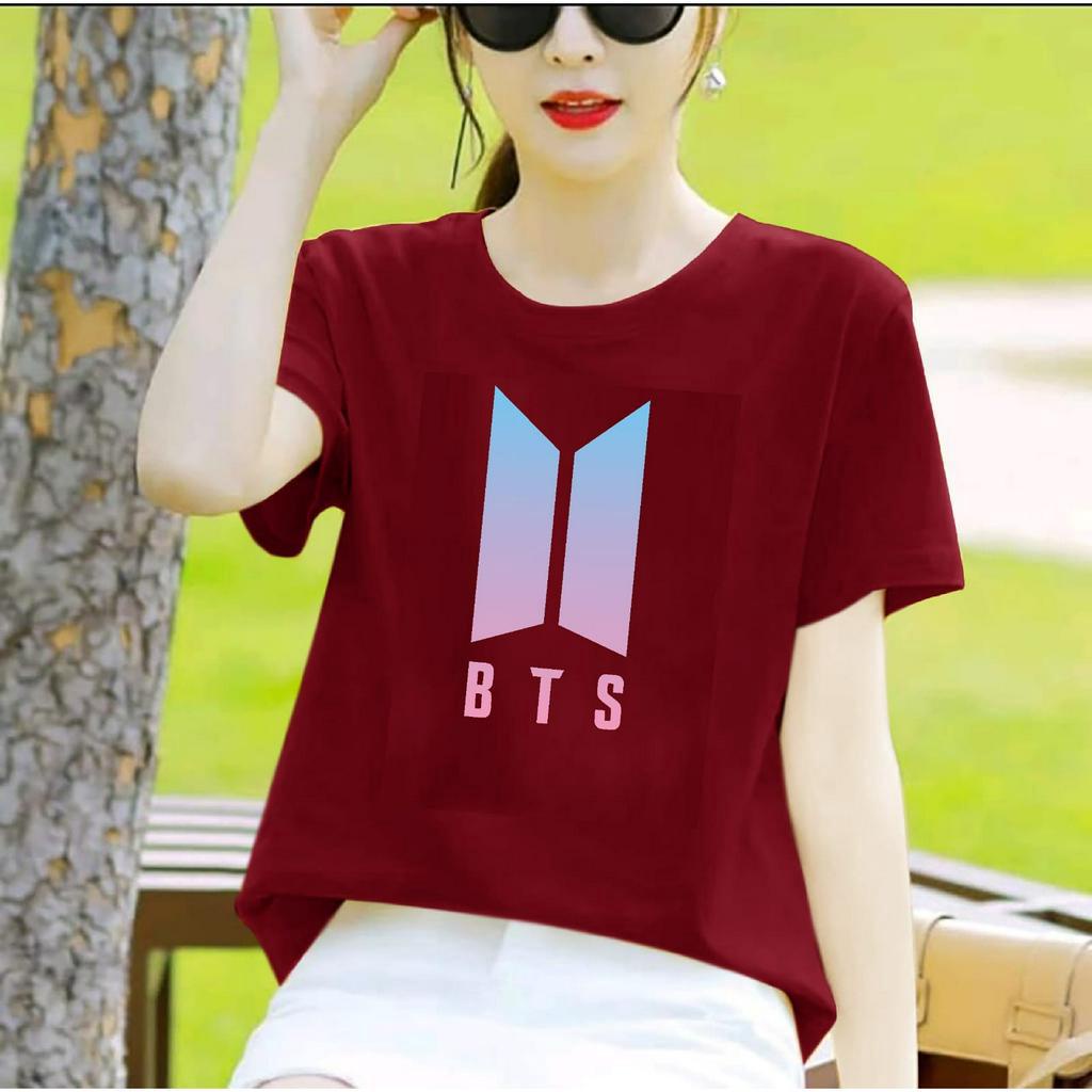 BAJU ATASAN TRENDY BTS GIRL PENDEK-KAOS DISTRO CEWEK KEREN LENGAN PENDEK MASA KINI DAN TERLARIS