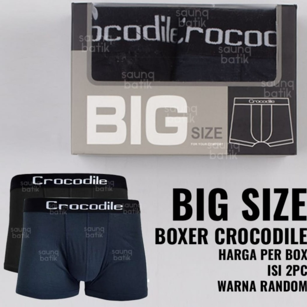 [COD] Ready  ISI 2 PCS CELANA BOXER CROCODILE BIG SIZE 555-003 | EXTRA LARGE - CD PRIA JUMBO ORIGINA