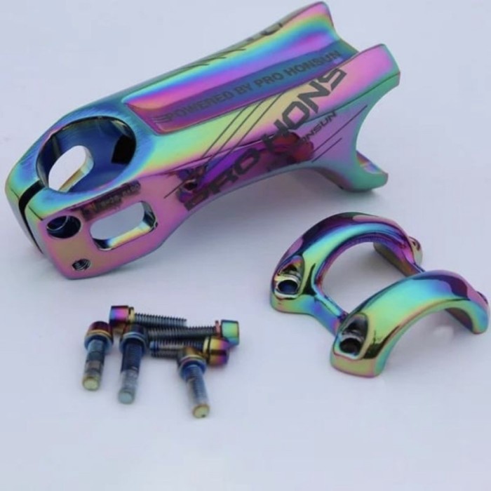 Stem Pro Honsun warna Rainbow 70mm 90mm 17 derajat Oversize Alloy