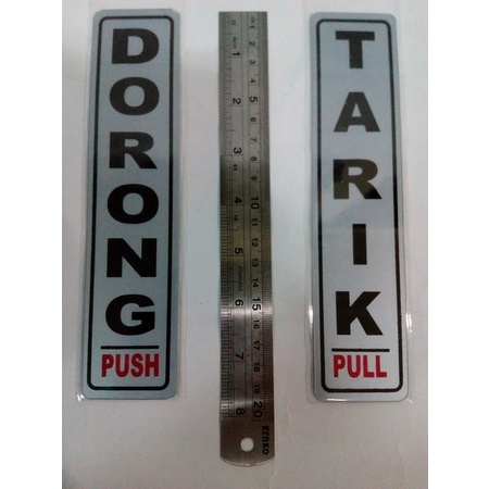 

(TERLARIS) Paket 2 sticker / tempelan stiker DORONG + TARIK bisa di pintu Kayu &