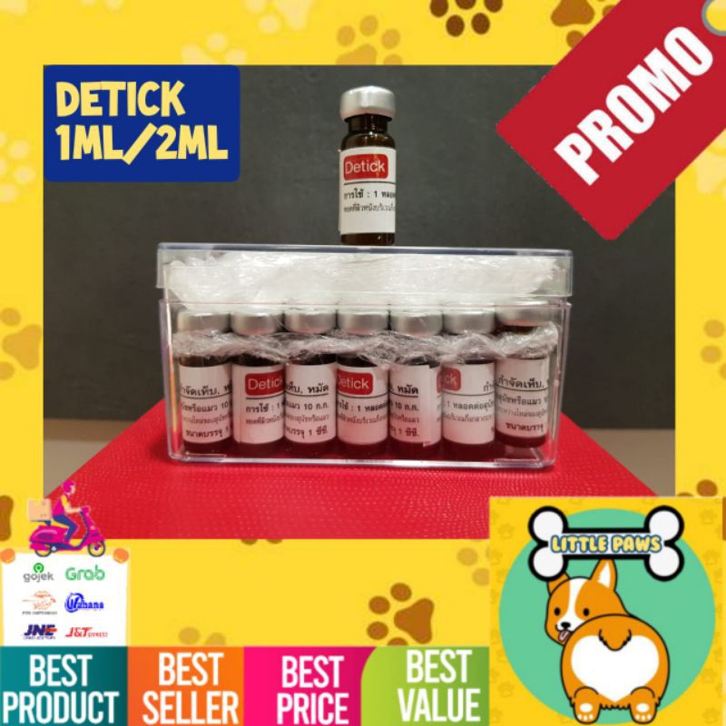 Obat kutu DETICK 1ml (0- 10kg ) / 2 ml (10- 20kg ) kucing anjing kelinci tetes ampuh DETIC DETIK