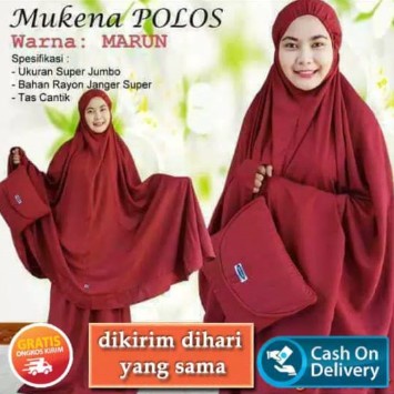 MUKENA BALI JUMBO DEWASA POLOS UKURAN XXL FREE TAS CANTIK BAHAN RAYON ADEM