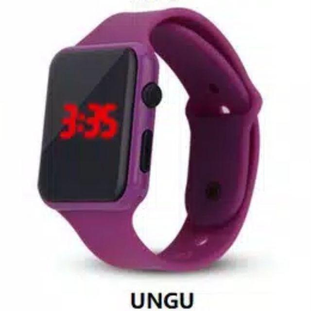 JAM LED MURAH JAM DIGITAL LED JAM SPORTY JAM COUPLE JAM PRIA WANITA JAM GELANG SILIKON BANJARMASIN-Ungu