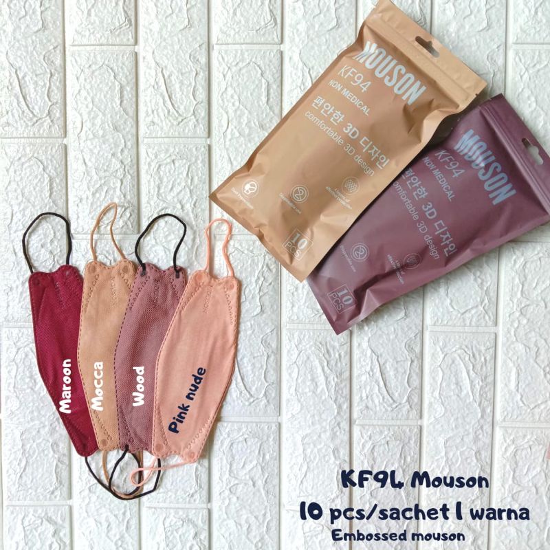 MASKER KF94 MOUSON (1 PACK ISI 10 PCS) / MASKER DEWASA MOUSON / MASKER NUDE PASTEL