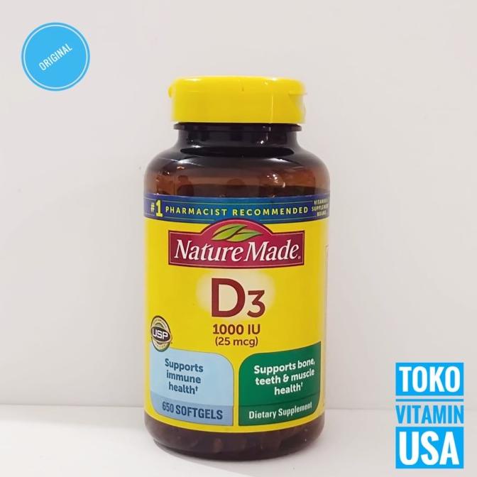 Nature Made Vitamin D3, 1000iu 25 mcg isi 650 softgel Lc
