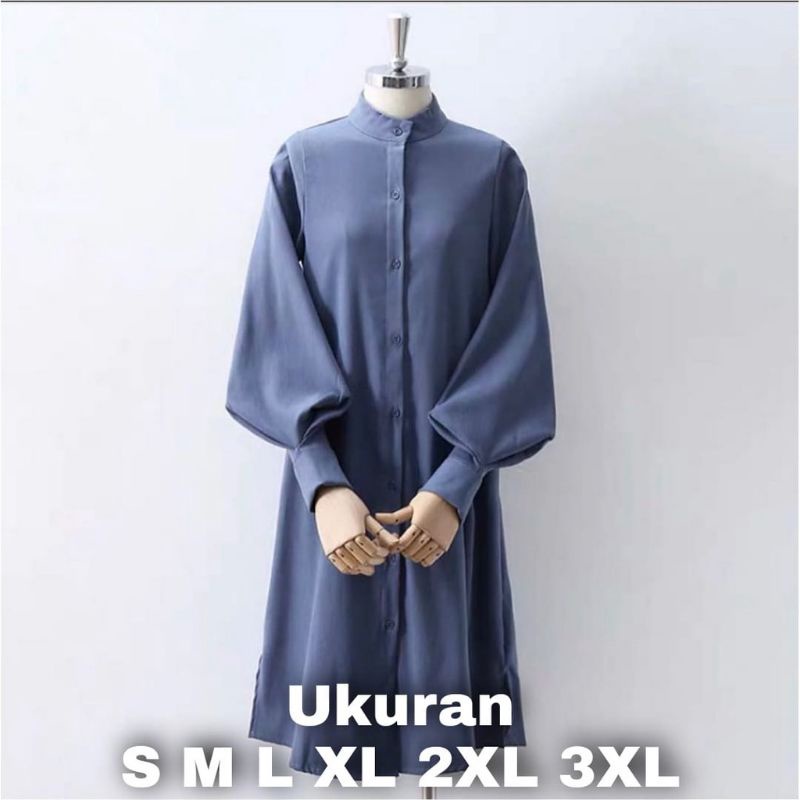 Pakaian Wanita Big Size / Jumbo - Tunik Kemeja Lengan Balon - Hanni Tunik