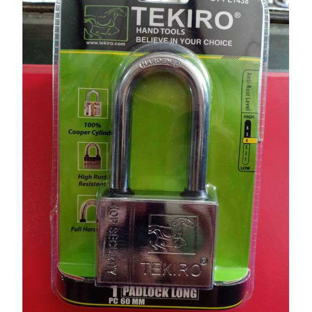 Gembok tekiro 60mm leher panjang tipe kotak