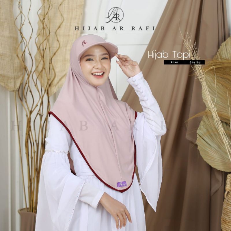 Arrafi Hijab Topi Kode Ar 467 / kerudung jilbab topi arrafi instan bestseller 2020-Rose
