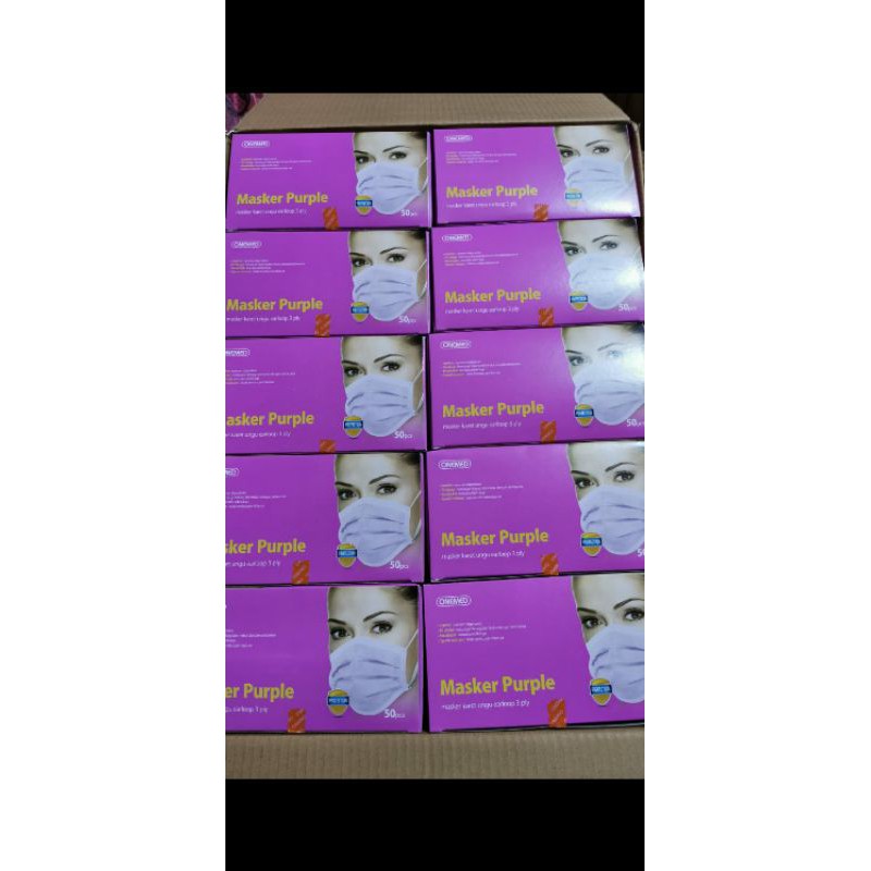 masker onemed ungu 1 kotak 50pcs