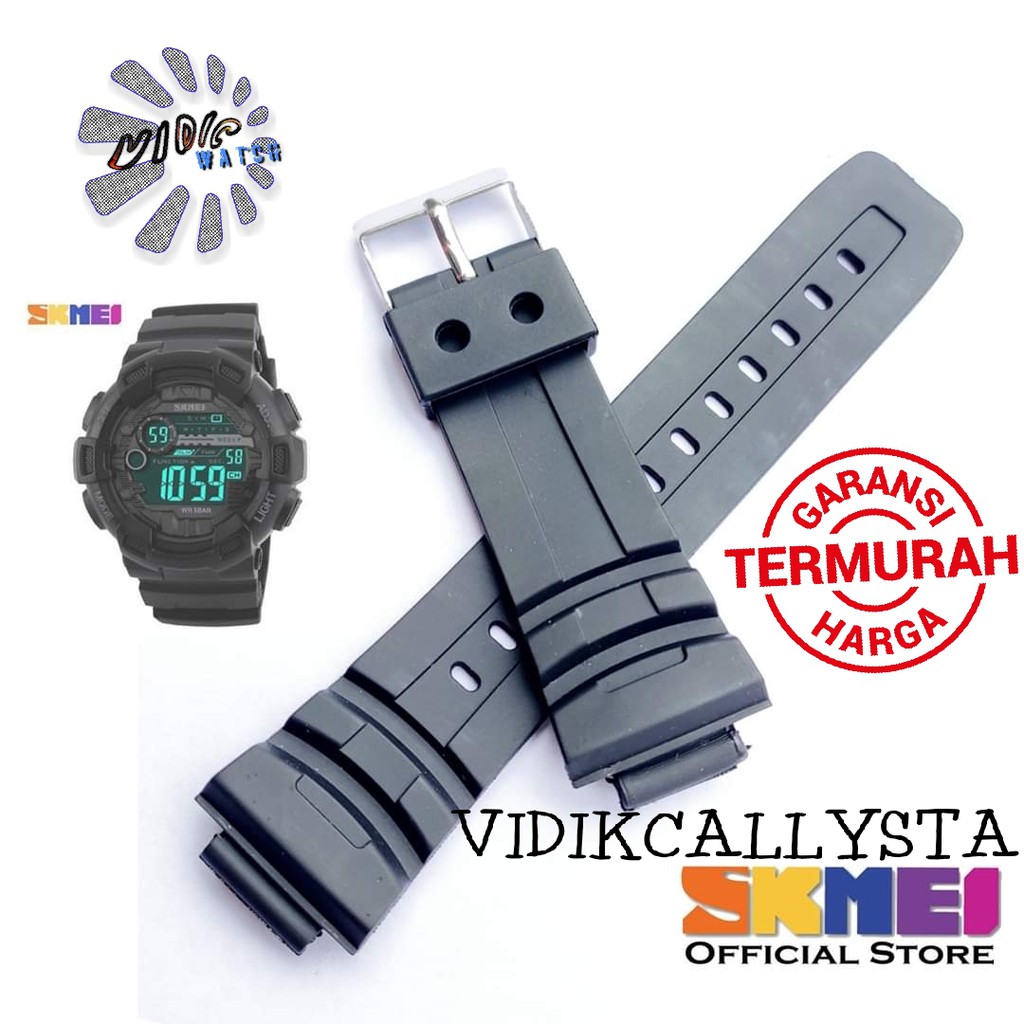 Strap tali jam tangan Skmei 1243 SKMEI 1243 Hitam tali skmei