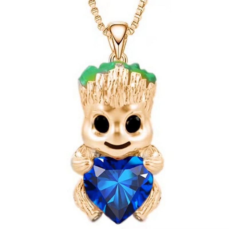 Kalung Liontin Groot tree man Hati Cubic Zirconia 18K Gold Untuk Wanita