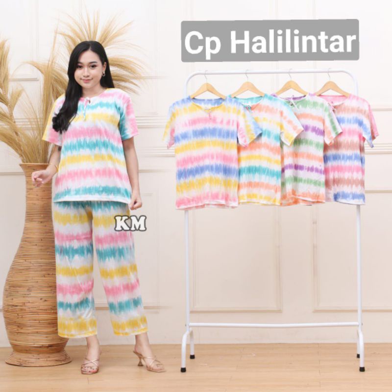 ONE SET SETELAN WANITA CP GARIS LAPIS TIE DYE MODEL BABYDOLL KEKINIAN TERLARIS