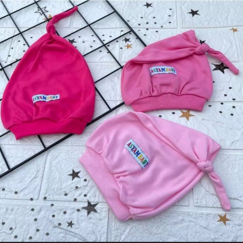 3 PCS Topi Bayi Baru Lahir Newborn PINK Asyam Baby Wear