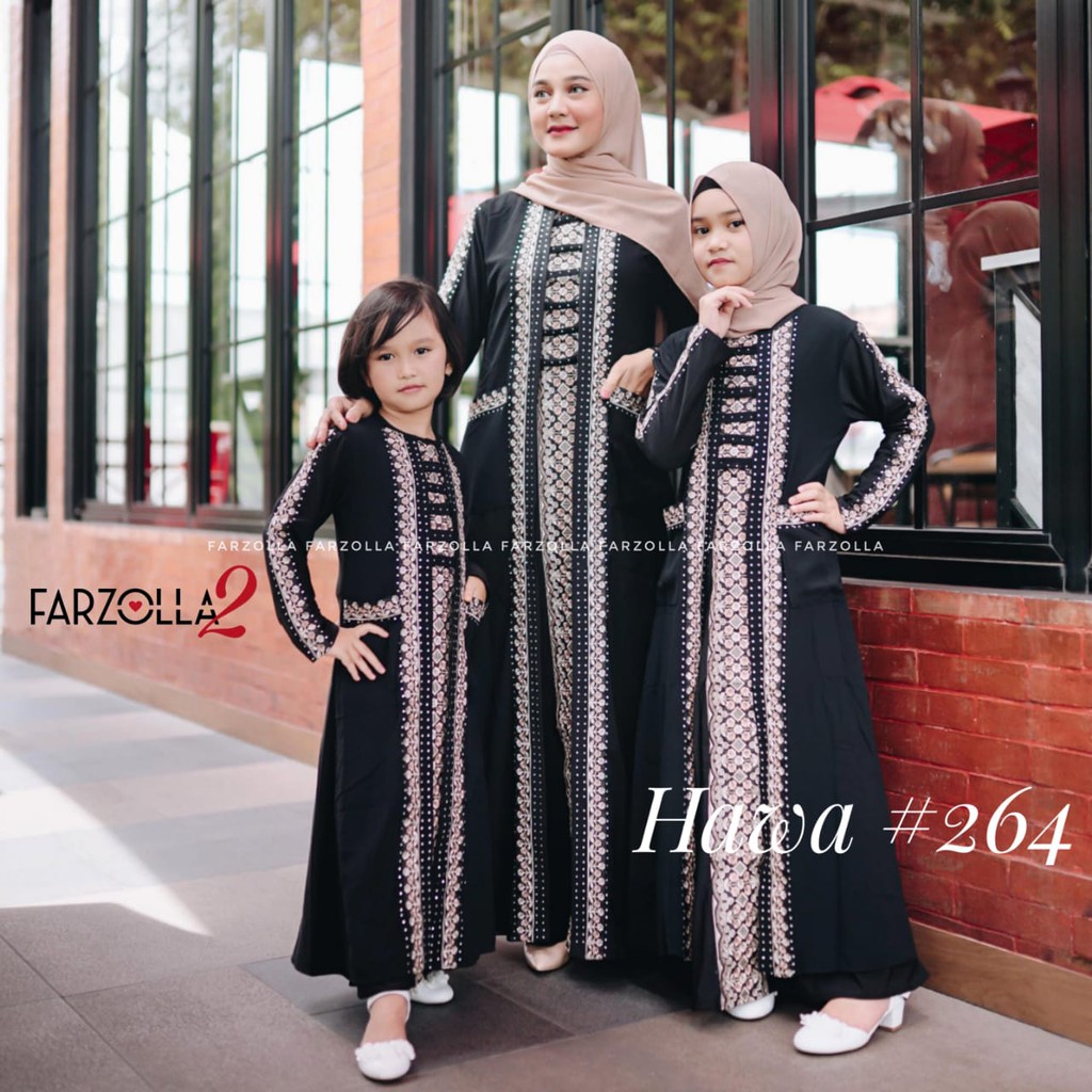 COUPLE ABAYA IBU DAN ANAK//Abaya Turkey HAWA 264 hitam bordir//turki saudi// Abaya ORI/Abaya Hitam
