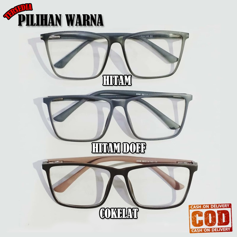 Kacamata Fashion Gaya Transparan Frame Kotak Hitam Gagang Multicolor Eye Glasses Unisek Frame Square