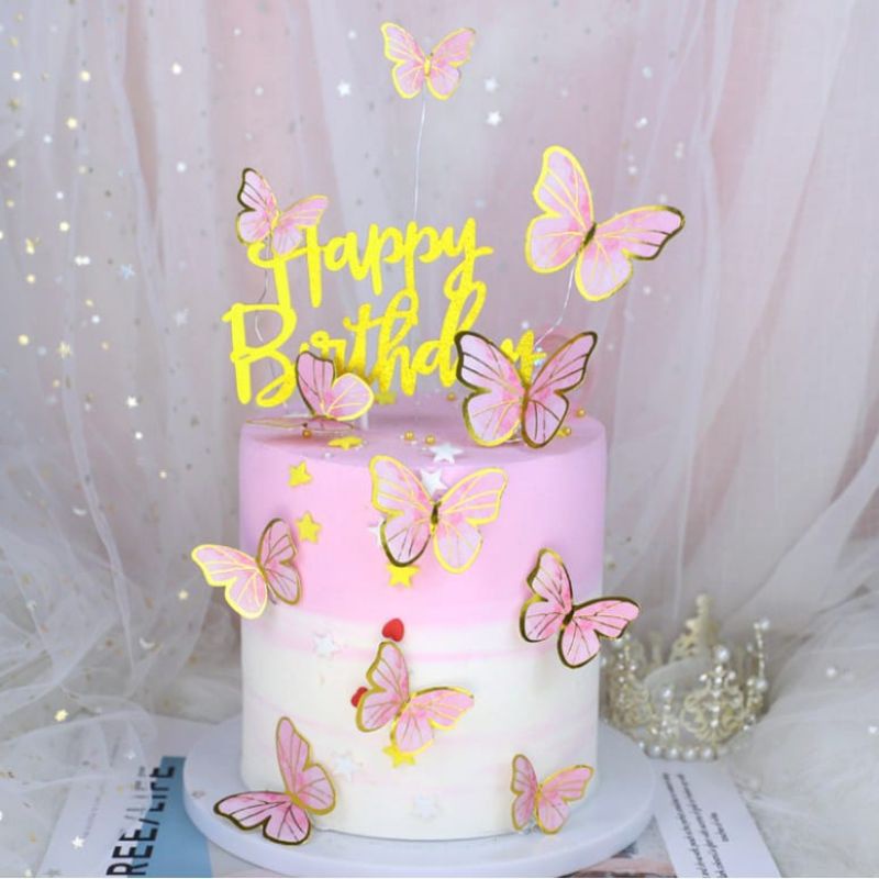 Cake topper kupu - kupu/Topper Kue/Hiasan Kupu Kupu/Dekorasi kue ulang tahun