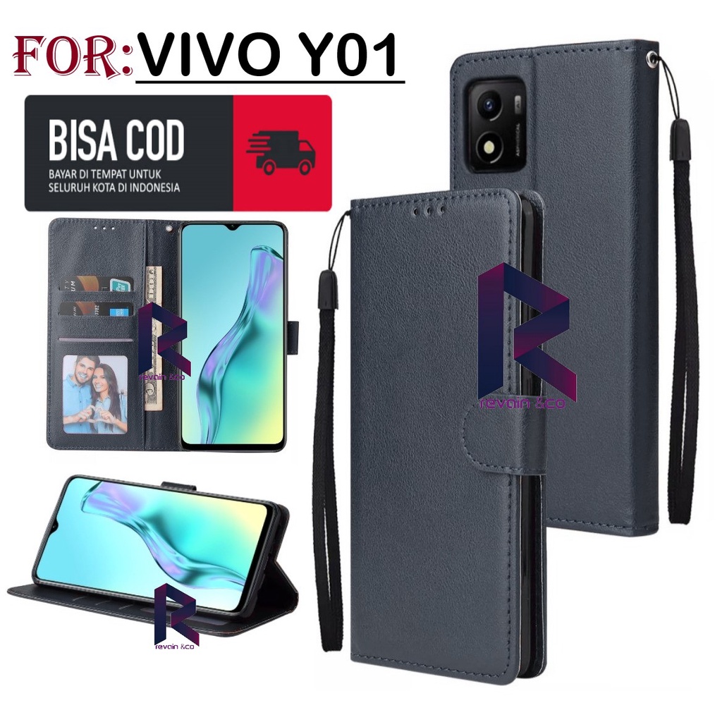 CASE VIVO Y01 FLIP WALLET LEATHER KULIT PREMIUM SARUNG BUKA TUTUP FLIP CASE VIVO Y01