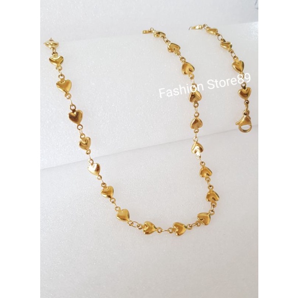 Kalung Fashion Motif Love Titanium Gold Import L8