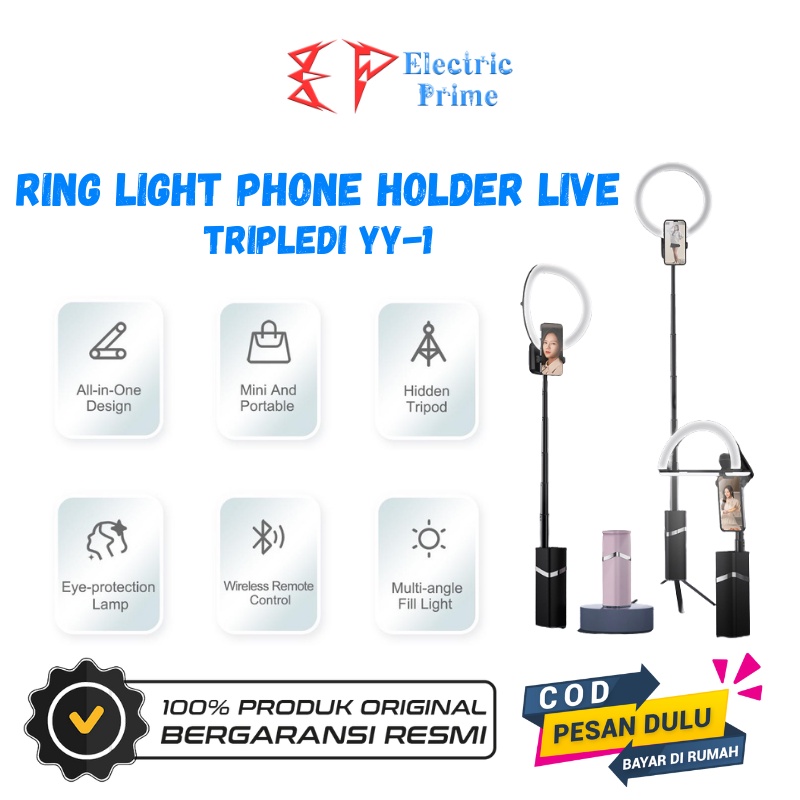 Phone Holder Ring Light YY1 TRIPLEDI Tripod Stand LED Broadcast Swafoto Streaming Live Show Video