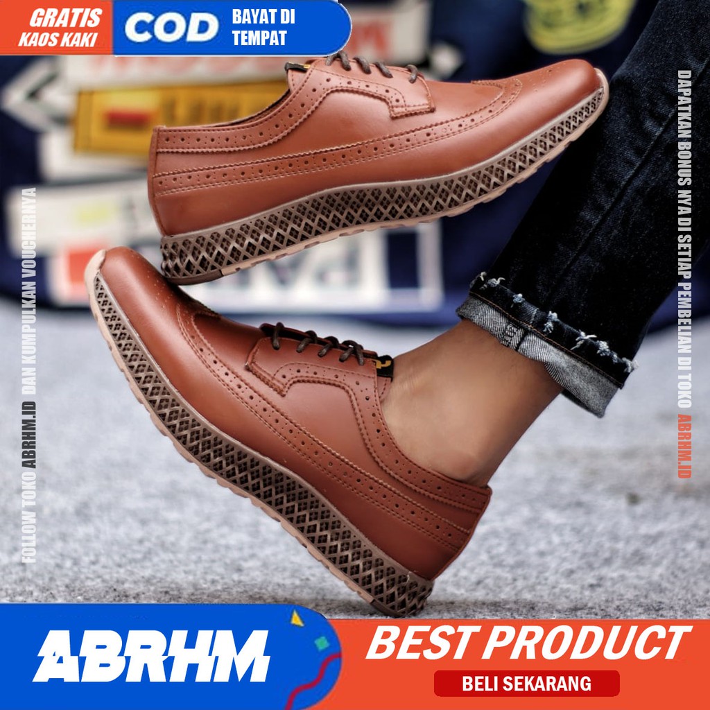 ABRHM x JHON Sepatu Casual Pria Sepatu Kasual Pria Kulit Pu Kerja Sepatu Pria Casual Original Sepatu Semi Formal Kuliah Kondangan Gaya keren Kekinian Murah Terlaris