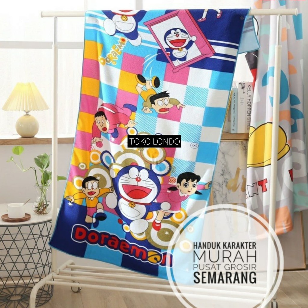 Handuk Karakter anak uk70x140cm ANNA PREMIUM Fro-zen Drae-mon Miki Tho-mas Poni Stit-ch Super-man MURAH-Drae-mon N Friends