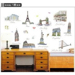 *#*#*#*#] Bangunan Dunia - Wall Sticker / Stiker Dinding Plastik Transparant