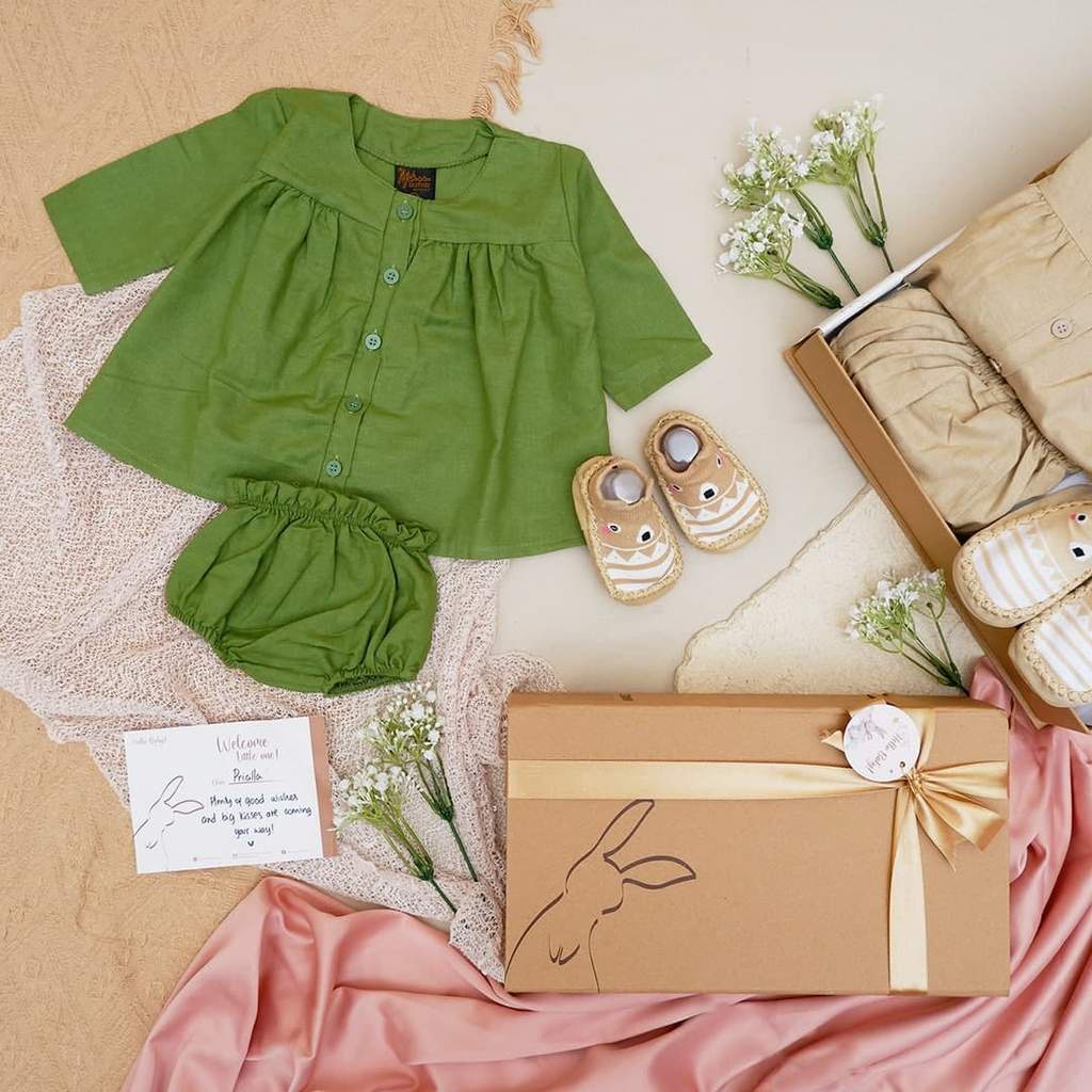 LIO035 Girls Baby Hampers 0-12 months/ Hampers bayi newborn/ Kado bayi/ baby girl gift set-Millie Green