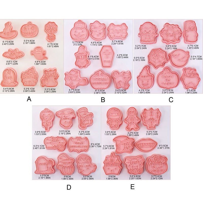 8pcs Cetakan Pemotong Biskuit Cookies Gaya Halloween Untuk Hadiah Anak Dan Dewasa